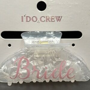 I Do Crew Target Bride Claw‎ Clip White Iridescent Pink Script CC2609213 NEW
